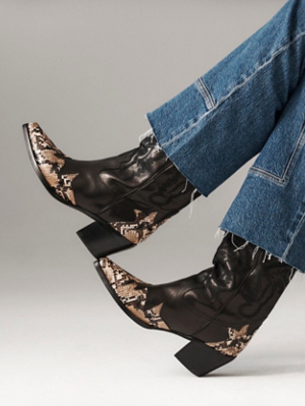 Free People snake skin western dagger boot